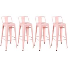 Imagem de Kit 4 Banquetas Altas Com Encosto 76 Cm Rosa Antigo