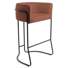 Imagem de Banqueta Decorativa Base Aço Preto Laranja