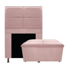 Imagem de Kit Cabeceira e Calçadeira Munique 100 cm Solteiro Suede Rosê AM Decor