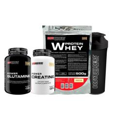 Imagem de KIT - Whey Protein 500g +  Power Creatina 100g +  Power Glutamina 100g +  Coqueteleira - BB-Unissex
