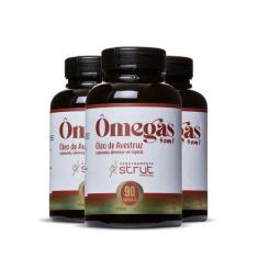 Imagem de 3X Oleo De Avestruz 90Caps 1.000Mg  Strut Omega 3 6 7 9 - Genuinamente