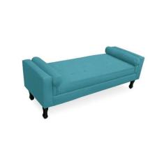 Imagem de Recamier Fênix Baú Para Quarto Sala Solteiro 100cm Suede Azul Turquesa