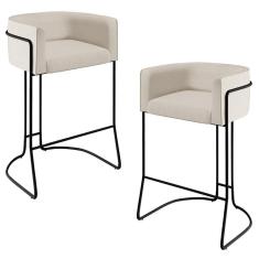 Imagem de Kit 02 Banquetas Fixas Preto Linho Cru C-443