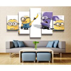 Imagem de Quadro Decorativo Minions 5 peças 130x65 cm em tecido