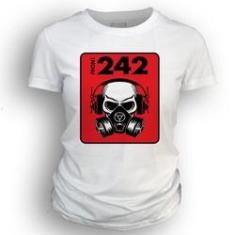 Imagem de Camiseta feminina 100% algodão DASANTIGAS estampa Front 242 em serigrafia.