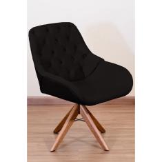 Imagem de Poltrona Decorativa Linda Pé Giratório de Madeira Capitonê