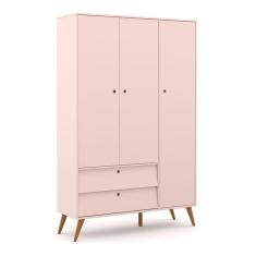 Imagem de Guarda Roupa Infantil 3 Portas e 2 Gavetas Gold 100% MDF Cor Rosê com Eco Wood - Matic Móveis