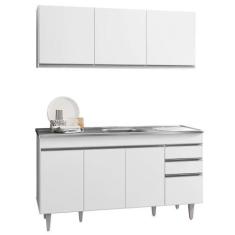 Imagem de Armário Aéreo Argélia E Balcão Gabinete Com Pia Inox Marrocos 150cm Br