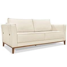 Imagem de Sofá Living 2 Lugares 1,90m Vega Linho Natural Pés Castanho - Pallazio