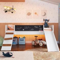 Imagem de Cama Playground Com Escorregador E Rampa By710 Branco Comm Branco