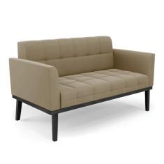 Imagem de Sofá Namoradeira 2 Lugares Base de Madeira Preto Elisa Suede Marrom Rato D03 - D'Rossi