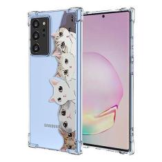 Imagem de OEURVQO Capa para Galaxy Note 20 Ultra 5G transparente com estampa de gato fofo desenho animal TPU macio à prova de choque antiarranhões capa protetora para celular para Samsung Galaxy Note 20 Ultra