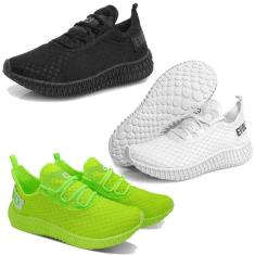 Imagem de Tênis Masculino Feminino Running Confortável Esporte Kit 3-Masculino