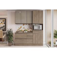 Imagem de Cozinha Modulada Completa Maxxi 4 Peças (1Aéreo+1Balcão+1Paneleiro+1Complemento) C4P27 Nogal - Kappesberg
