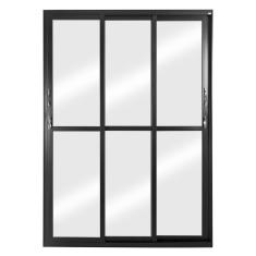 Imagem de Porta Correr 3 Folhas Móveis Central Topsul 210x150cm Esquadrisul Preto