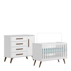 Imagem de Quarto de Bebê Qencanto com Cômoda e Berço Qmovi Branco