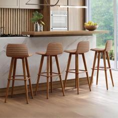 Imagem de Conjunto 4 banquetas para balcão de cozinha Linea Terracota Alto Padrã