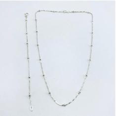 Imagem de Conj.Colar e Pulseira Infantil Bolinha Prata Legitima 925 - Lojas La+N