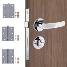 Imagem de Fechadura Para Porta Externa Perfil Redondo + Dobradiças