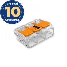 Imagem de Kit Com 10 Conector De Emenda 3 Polos 0,08A 4,0mm 32a 221-413 Wago