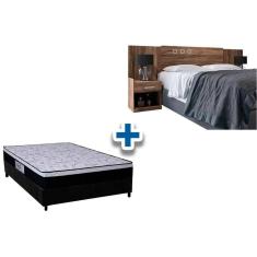 Imagem de Cama Box Casal CRC + Colchão Ortopédico Foggia Sogni + Cabeceira Plus Atacama-Jatobá