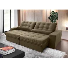 Imagem de Sofá Retrátil/Reclinável Zurique 3,00m Suede Velut Bege c/ Molas no As