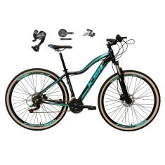 Imagem de Bicicleta Feminina Aro 29 Ksw Mwza 27v Câmbios Shimano Altus Freios Hidráulicos Garfo Com Trava Pneu Bege - Preto/Azul