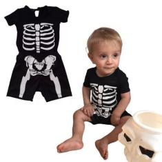 Imagem de Fantasia Bebê Halloween Esqueleto Body E Shorts M ao GG Mesversário ha