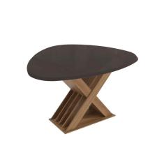 Imagem de Mesa De Sala Jantar Graviola C/tampo Madeirado C/ Vidro 105x135cm Nogueira/preto Fosco/vidro Preto