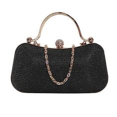Imagem de Bolsa tiracolo feminina pequena de couro PU bolsa de ombro com alça de corrente, Preto
