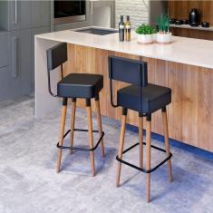 Imagem de Kit 2 Banquetas Altas Estofadas Florença Preta - Adz