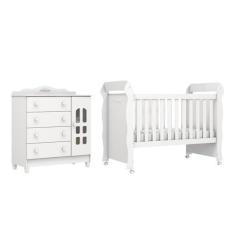 Imagem de Quarto de Bebê Lisa Provençal Berço Mini Cama Lisa Cômoda Infantil com Porta Branco Carolina Baby