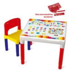 Imagem de Mesinha Mesa Educativa C/ Réguas E Cadeira Infantil Bell Toy