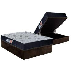 Imagem de Cama Box Baú Casal: Colchão Ortopédico Orthoflex Foggia Sogni Unic Face + Base CRC Suede Brown(138x188)
