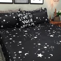 Imagem de Lençol Com Elástico Casal Comum 4 Un Star Decor Com Almofada - Casa Da