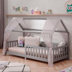 Imagem de Cama Infantil Montessoriana Casa Madeira Com Estrado Nina - Idimex