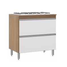 Imagem de Armário Balcão de Cozinha para Cooktop 80x88x52Cm 2 Gavetas mdp Branco 0454 menu