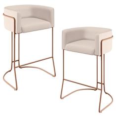 Imagem de Kit 02 Banquetas Fixa Preto Veludo Bege C-309