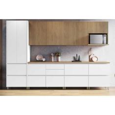 Imagem de Cozinha Completa Rainha Gourmet 7 Peças (3 Aéreos + 1 Paneleiro + 3 Balcões) C7p01 Branca-nature