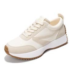 Imagem de Project Cloud Tênis feminino com espuma viscoelástica e tênis feminino antiderrapante para trabalho feminino, tênis de corrida com cadarço para mulheres - Tênis fashion feminino 2024, Bege-balinda, 36