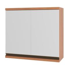 Imagem de Armário Aéreo Cozinha Macadâmia 2 Portas Freijó/Branco - Thela