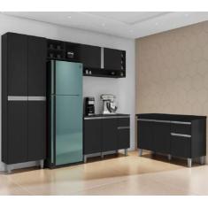 Imagem de Armário De Cozinha Vanessa Com Balcão 120mt Tatiane Com Tampo Mdp Pret