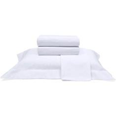 Imagem de Jogo De Cama Buettner Queen Percal 1000 Fios Dobra Feita Luxo 4 Peças Branco