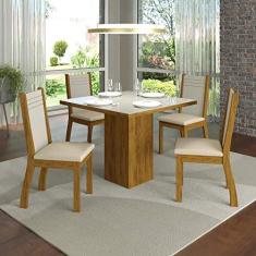Imagem de Conjunto Sala de Jantar com Mesa e 4 Cadeiras Napoli Espresso Móveis Pinho/Blonde/Off White/Prime