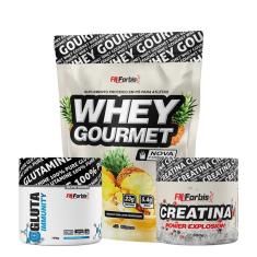 Imagem de Kit Whey Protein Gourmet Refil + Creatina 300g + Gluta Immunity 150g - FN Forbis-Unissex