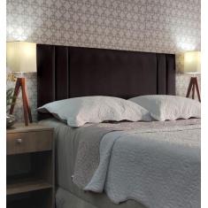 Imagem de Cabeceira Casal 140 Cama Box Double Siena Marrom Suede Com Pés Rbl