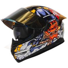 Imagem de Capacete de motocicleta HAX Obsidian Full Face Dual Visor Samurai Gold