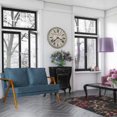 Imagem de Sofá 2 Lugares Namoradeira Veludo Mona Luxo Azul Marinho