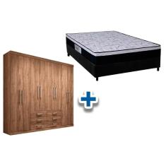 Imagem de Cama Box Casal + Colchão Foggia Sogni + Guarda Roupa Master 8.6 Atacama