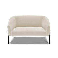 Imagem de Sofá Namoradeira 2 Lugares Pé Ferro Preto Stella Bouclê D03 - D`rossi Cor Off White